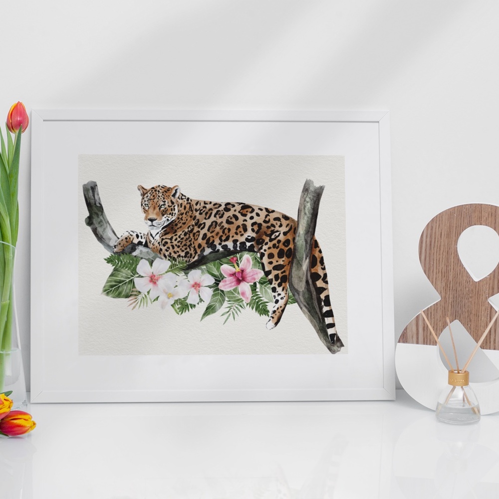 Jaguar Watercolor Illustration Wall Art Print Poster Unframed - Picture 5 of 10